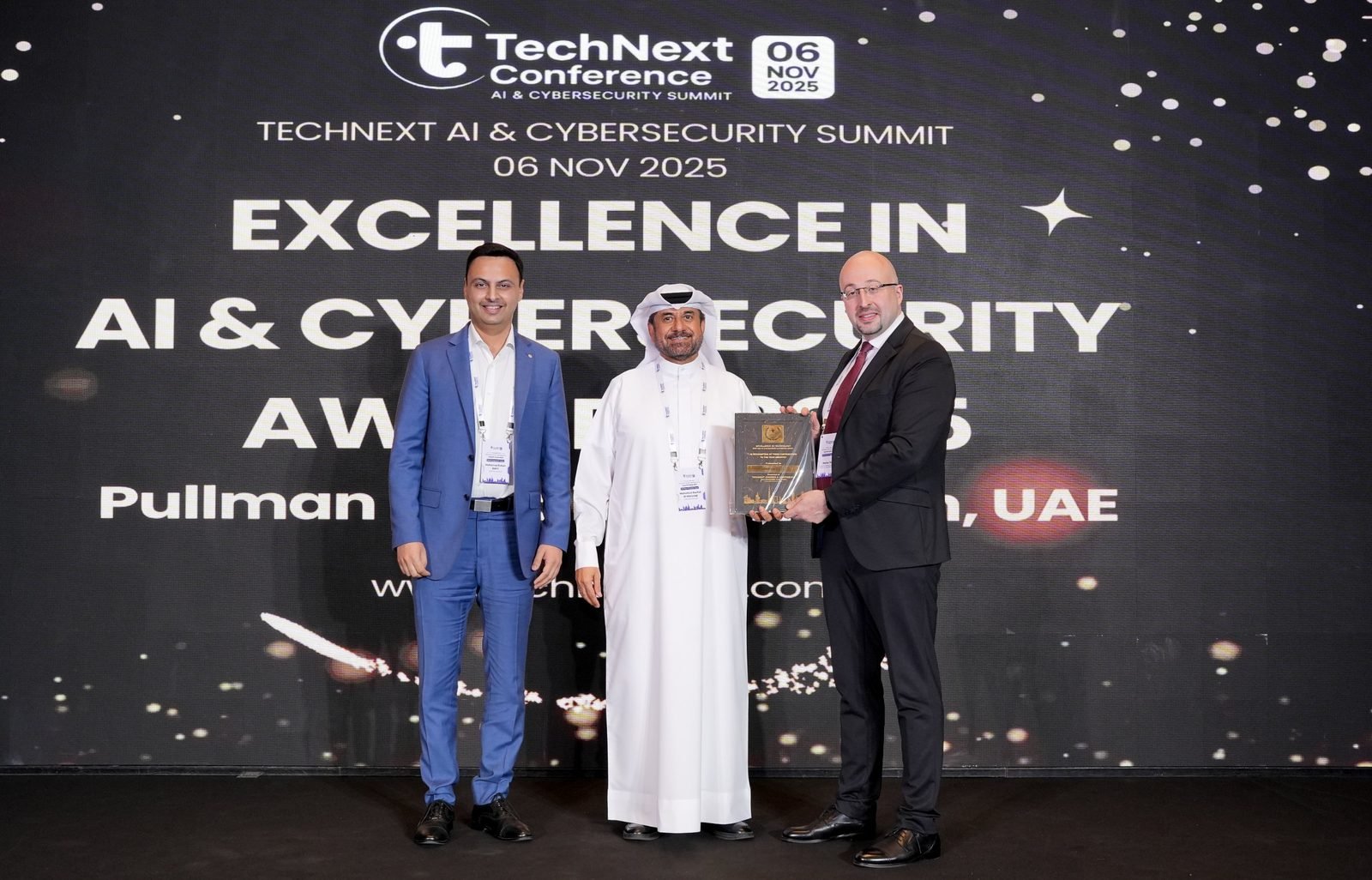 Award presentation on stage at the TechNext 2025 awards in Dubai